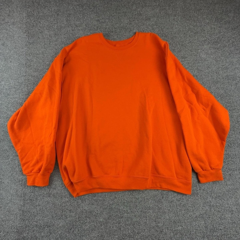 Fruit Of The Loom Sweatshirt Mens 3XL Orange Fleece Crewneck Pullover Solid